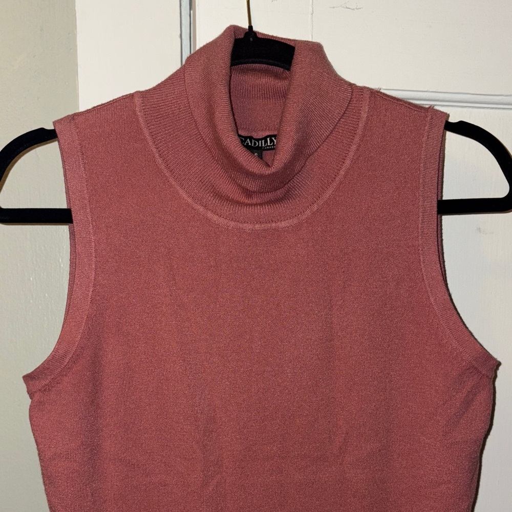 Picadilly Fashion Sleeveless Cowl Neck Sweater - Dusty Pink
